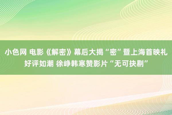 小色网 电影《解密》幕后大揭“密”暨上海首映礼好评如潮 徐峥韩寒赞影片“无可抉剔”