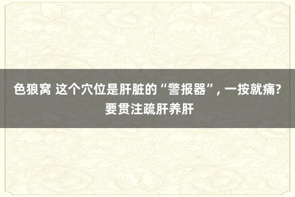 色狼窝 这个穴位是肝脏的“警报器”， 一按就痛? 要贯注疏肝养肝