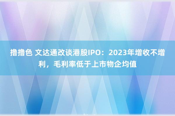 撸撸色 文达通改谈港股IPO：2023年增收不增利，毛利率低于上市物企均值