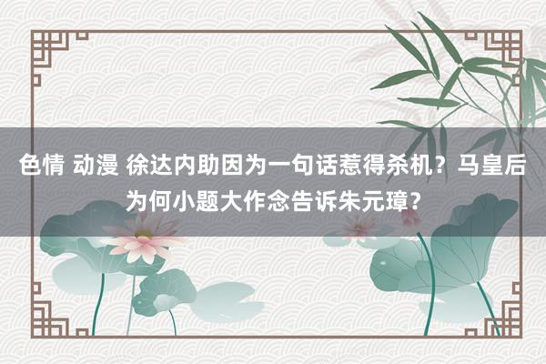 色情 动漫 徐达内助因为一句话惹得杀机？马皇后为何小题大作念告诉朱元璋？