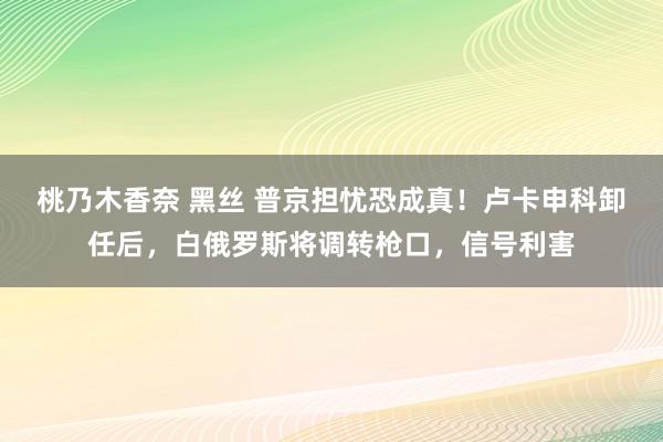 桃乃木香奈 黑丝 普京担忧恐成真！卢卡申科卸任后，白俄罗斯将调转枪口，信号利害