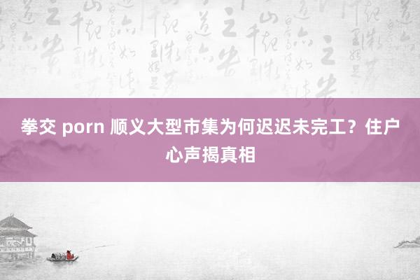 拳交 porn 顺义大型市集为何迟迟未完工？住户心声揭真相