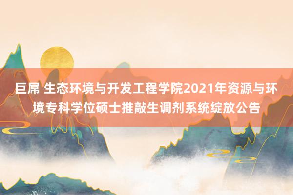 巨屌 生态环境与开发工程学院2021年资源与环境专科学位硕士推敲生调剂系统绽放公告